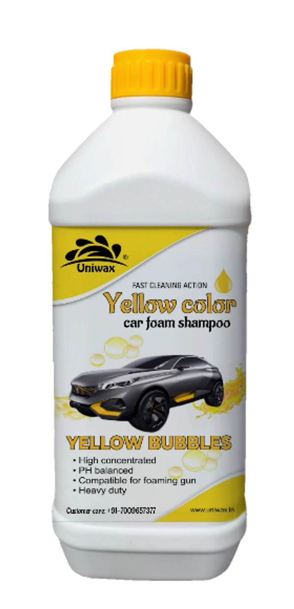 Uniwax color foam wash with wax colour foam car wash shampoo - 1kg, yellow